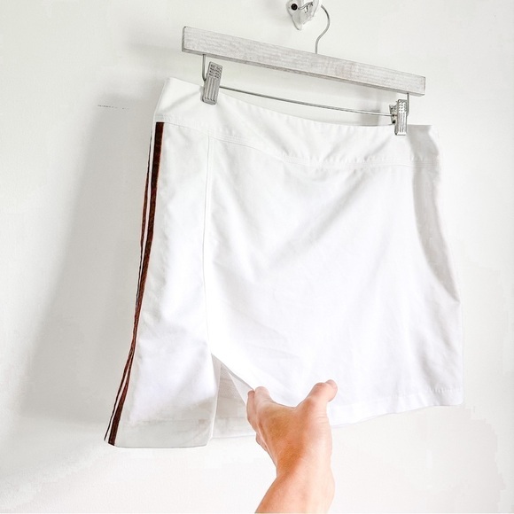 Adidas White Brown Stripe Golf Tennis Active Mini Skirt sz 10 - Picture 3 of 9